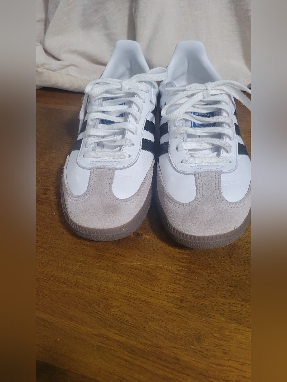 Adidas White Samba Sneakers with Black Stripes